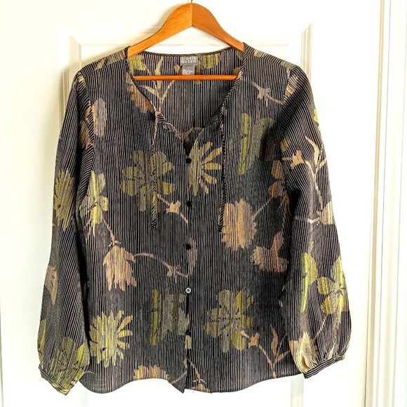 Sigrid Olsen Green Stripe Wool Silk Jacket - Picture 3 of 7